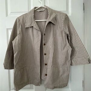 Allison Daley Brown Striped Button-Down Shirt